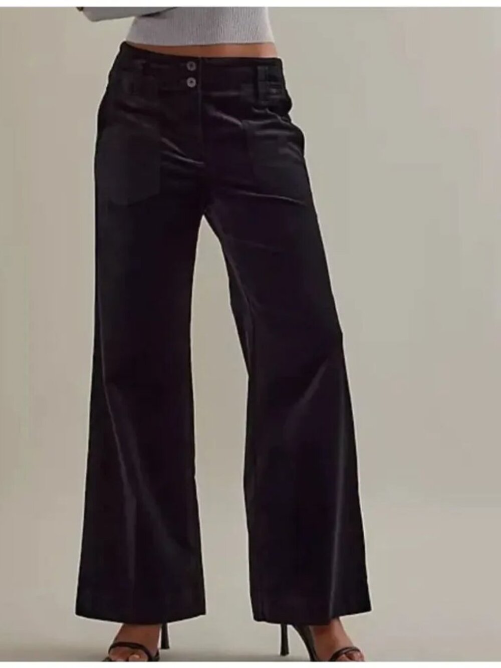 NEW! MAEVE ANTHRO FULL LENGTH WIDE LEG PANTS STRETCH VELVET UTILITY TROUSER 12T